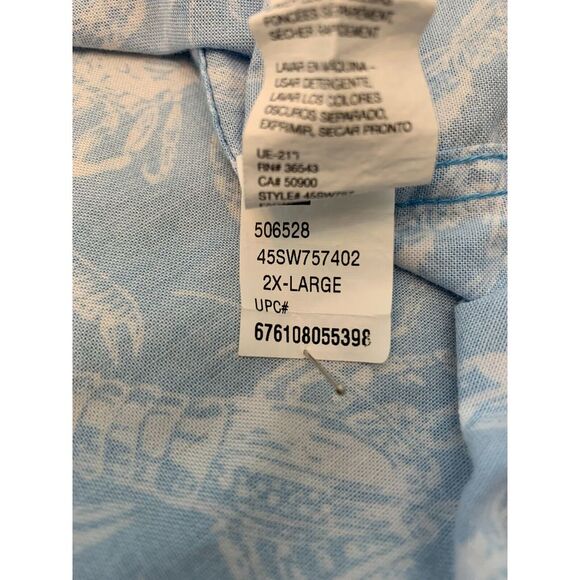 Izod Saltwater Hawaiian Shirt Mens 2XL Long Sleeve Lobster Reverse Print - Picture 8 of 8